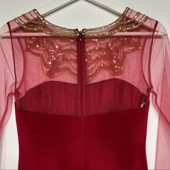Marchesa notte dress vintage burgundy embellished cocktail evening size 0 - Picture 6 of 12